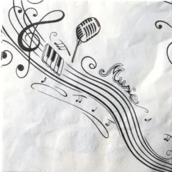 Serviette De Table En Papier Musique Blanc X 20 Pi Ces