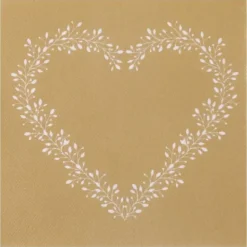 Serviette En Papier Airlaid Liser Coeur Or