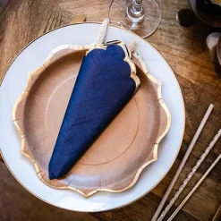 Serviette En Papier Bleu Marine Liser Or X 16 Pi Ces