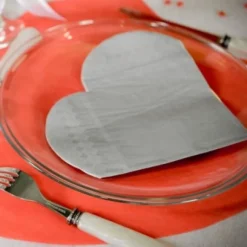 Serviette En Papier Coeur Argent X20
