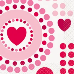 Serviette En Papier Coeur Rouge Et Fuchsia X 16 Pi Ces