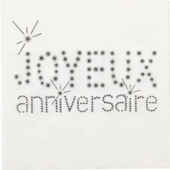 Serviette En Papier Joyeux Anniversaire Blanc X 20 Pi Ces