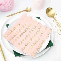 Serviette En Papier Rose Avec Torsade Dor