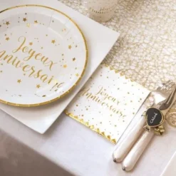 Serviette En Papier Theme Joyeux Anniversaire Or X 20 Pi Ces