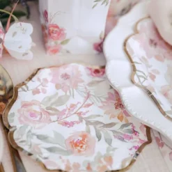 Serviette En Papier Theme Dahlia Blanc Et Pastel X 16 Pi Ces