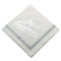 Serviette En Papier Theme Joyeux Anniversaire Argent X 20 Pi Ces