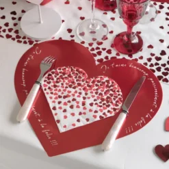 Serviettes En Papier Coeur Rouge 33Cm X10 Pi Ces