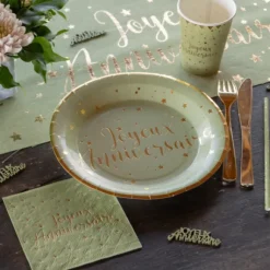 Serviettes En Papier Joyeux Anniversaire Vert Sauge 25 Cm X20 Pi Ces