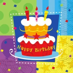 Serviettes Happy Birthday G Teau X12Pcs