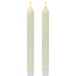 Set De 2 Bougies Flambeaux Led Ivoire