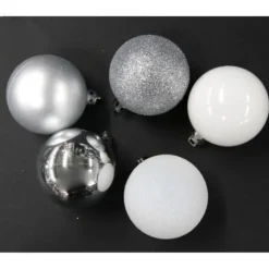 Set De 40 Boules De Noel Blanc Et Argent