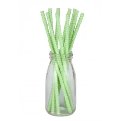 Set De 10 Pailles Chevrons Vert Pastel