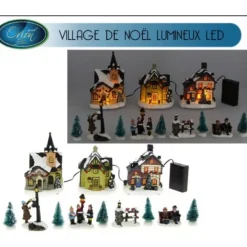 Set De 12 Pi Ces Village De Noel Lumineux Led