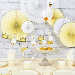 Set De 3 Ventails Jaune Pastel Et Or