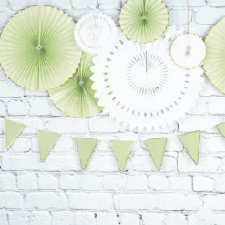Set De 3 Ventails Vert Pastel Et Or