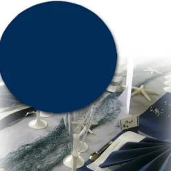 Set De Table Mariage Rond Bleu Marine X 10 Pi Ces