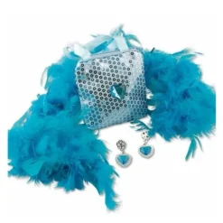 Set Princesse Bleu Boa Sac Et Boucles D'Oreilles