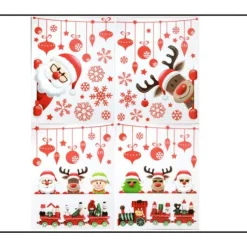 Sticker Vitro Statique Personnage Et Frise Boule De Noel