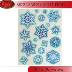 Stickers Décoration De Noel Fenêtre Reflet Etoile Bleu