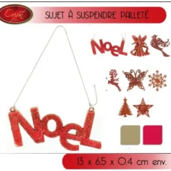 Sujet Sapin De Noel Paillet Or Rouge Suspendre