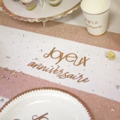 Sur Chemin De Table Joyeux Anniversaire Rose Gold