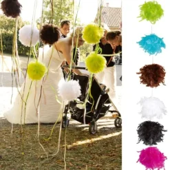 Suspension Boule Plume 10 Cm