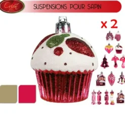 Suspension De Sapin Noel Or Et Rouge X 4 Pi Ces