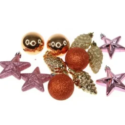 Suspension Pour Sapin De Noel Rose Et Orange X 12 Pi Ces