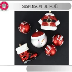 Suspension Sapin De Noel Rouge Et Blanc X 6 Pi Ces
