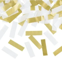 Tube Confettis Rectangle Blanc Et Or 35Cm