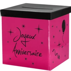 Urne Carr E Joyeux Anniversaire Fuschia 20Cm