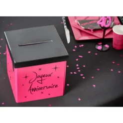 Urne Carr E Joyeux Anniversaire Fuschia 20Cm