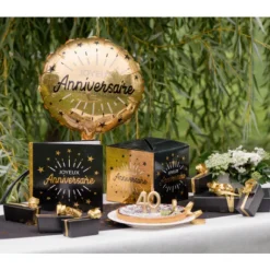 Urne Carr E Joyeux Anniversaire Etincelant Or Noir 20Cm