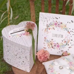 Urne Coeur Mariage Fleuri