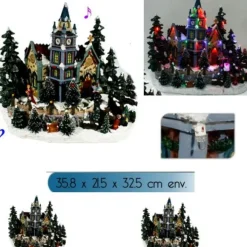 Village De Noel Musical Lumineux Avec Sapins